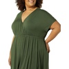 Amazon Essentials Women’s V Neck Elastic Waist Surplice Dress (Available in Plus Size)(Dark Olive)