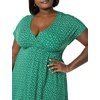 Amazon Essentials Women’s V Neck Elastic Waist Surplice Dress (Available in Plus Size)(Green Floral)