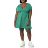 Amazon Essentials Women’s V Neck Elastic Waist Surplice Dress (Available in Plus Size)(Green Floral)