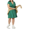 Amazon Essentials Women’s V Neck Elastic Waist Surplice Dress (Available in Plus Size)(Green Floral)