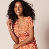 Amazon Essentials Women’s V Neck Elastic Waist Surplice Dress (Available in Plus Size)(Red Floral Print)