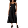 Amazon Essentials Women’s Fit and Flare Empire Waist Sweetheart Neck Cotton Sateen Tiered Maxi Dress(Black)
