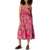 Amazon Essentials Women’s Fit and Flare Empire Waist Sweetheart Neck Cotton Sateen Tiered Maxi Dress(Hot Pink Red Leafy Floral)