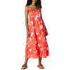 Amazon Essentials Women’s Fit and Flare Empire Waist Sweetheart Neck Cotton Sateen Tiered Maxi Dress(Orange Pastel Lilac Roses Large)