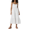 Amazon Essentials Women’s Fit and Flare Empire Waist Sweetheart Neck Cotton Sateen Tiered Maxi Dress(White)