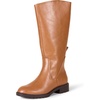 Amazon Essentials Women’s Knee High Riding Boot(Black Dark Caramel Faux Leather)