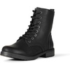 Amazon Essentials Women’s Lace-Up Combat Ankle Boots with Side Zipper, Lug Sole(Black)
