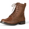 Amazon Essentials Women’s Lace-Up Combat Ankle Boots with Side Zipper, Lug Sole(Brown)