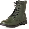Amazon Essentials Women’s Lace-Up Combat Ankle Boots with Side Zipper, Lug Sole(Green)