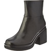 Amazon Essentials Women’s Platform Ankle Boots with Square Toe, Faux Leather(Black)