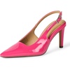 Amazon Essentials Women’s Pointed Toe Slingback Heels with Ankle Strap(Hot Pink Patent)