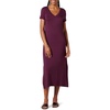 Amazon Essentials Women’s Regular Fit V-Neck Short Sleeve Midi Length T-Shirt Dress, Soft Viscose Stretch Jersey, Side Slits(Burgundy)