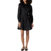 Amazon Essentials Women’s Regular-Fit Cotton Sateen Tiered Shirt Dress with Puff Shoulder Sleeves, Collar Band, Button-Front(Black)