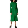 Amazon Essentials Women’s Regular-Fit Matte Jersey Midi Length Dress with Classic Collar, Button Front, Removable Belt(Emerald Green)