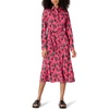 Amazon Essentials Women’s Regular-Fit Matte Jersey Midi Length Dress with Classic Collar, Button Front, Removable Belt(Hot Pink Leafy Floral Ditsy)