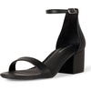 Amazon Essentials Women’s Two Strap Heeled Sandals with Adjustable Ankle Strap, Padded Memory Foam Insole(Black Faux Leather)