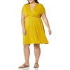Amazon Essentials Women’s V Neck Elastic Waist Surplice Dress (Available in Plus Size)(Dark Golden Yellow)