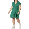 Amazon Essentials Women’s V Neck Elastic Waist Surplice Dress (Available in Plus Size)(Green Floral)