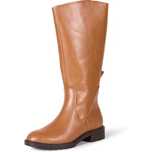 Amazon Essentials Women’s Knee High Riding Boot(Black Dark Caramel Faux Leather)