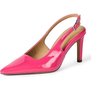 Amazon Essentials Women’s Pointed Toe Slingback Heels with Ankle Strap(Hot Pink Patent)
