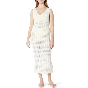 Amazon Essentials Women’s Regular-Fit Crochet Cover-Up Dress(Cream)