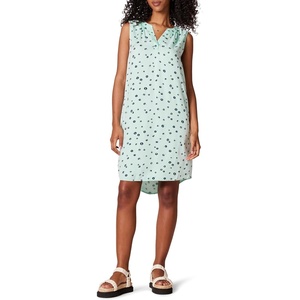 Amazon Essentials Women’s Sleeveless Woven A-line V Neck Shift Dress(Aqua Blue Poppy)