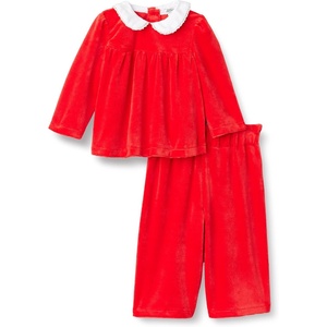 Amazon Essentials x Sofia Grainge Toddler and Baby Girls’ Corduroy Velour Set with Gathered Yoke, Poplin Collar, Elastic Waist