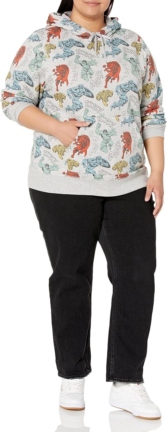 image:imageAmazon Essentials Disney Marvel Star Wars Princess Womens Fleece Hooded Pullover Sweatshirts Available in Plus SizeMarvel Avengers