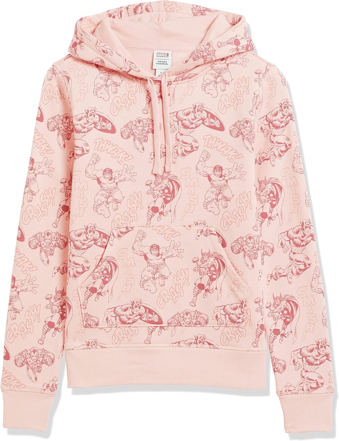 image:imageAmazon Essentials Disney Marvel Star Wars Princess Womens Fleece Hooded Pullover Sweatshirts Available in Plus SizePink Marvel Avengers