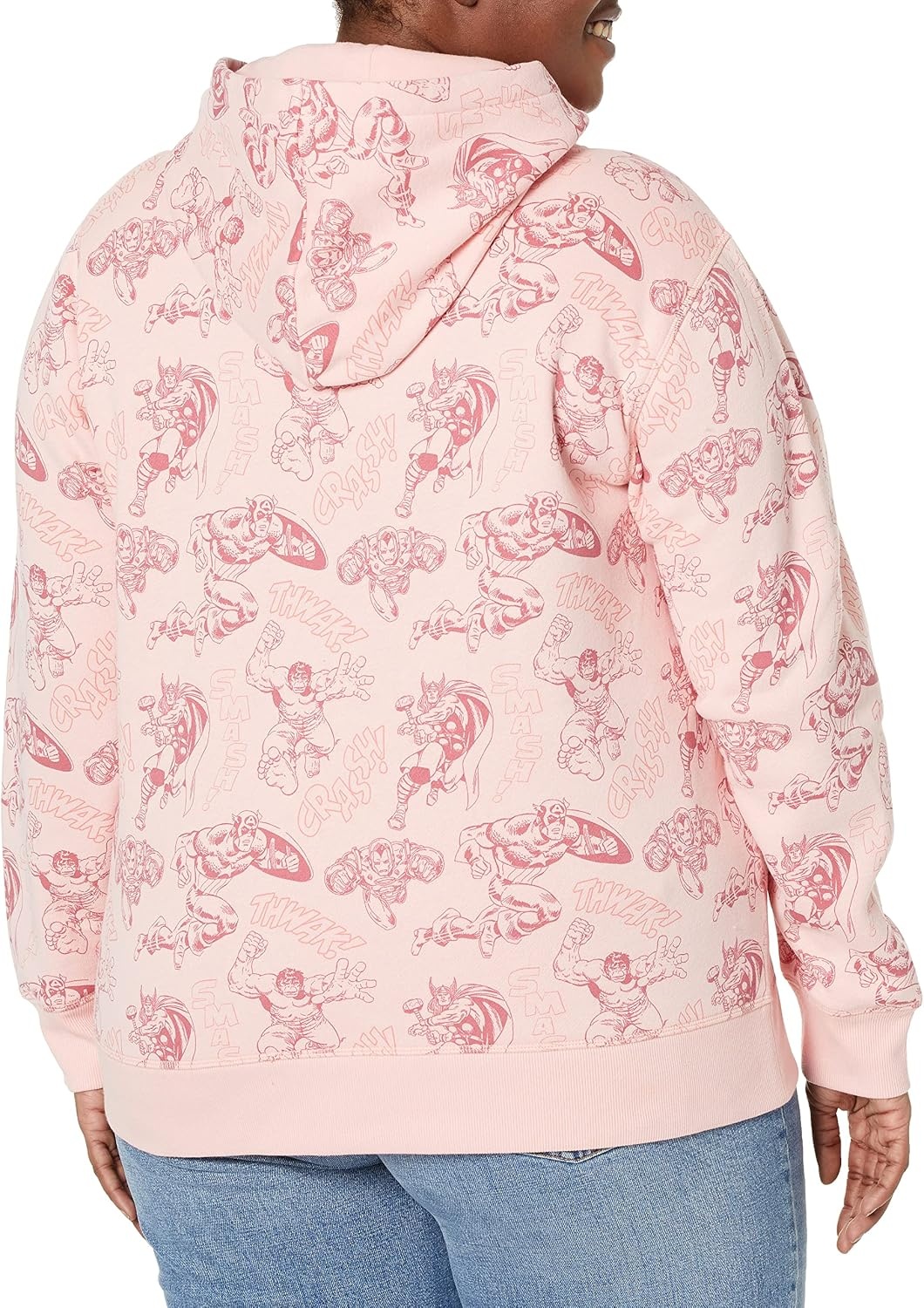 image:imageAmazon Essentials Disney Marvel Star Wars Princess Womens Fleece Hooded Pullover Sweatshirts Available in Plus SizePink Marvel Avengers