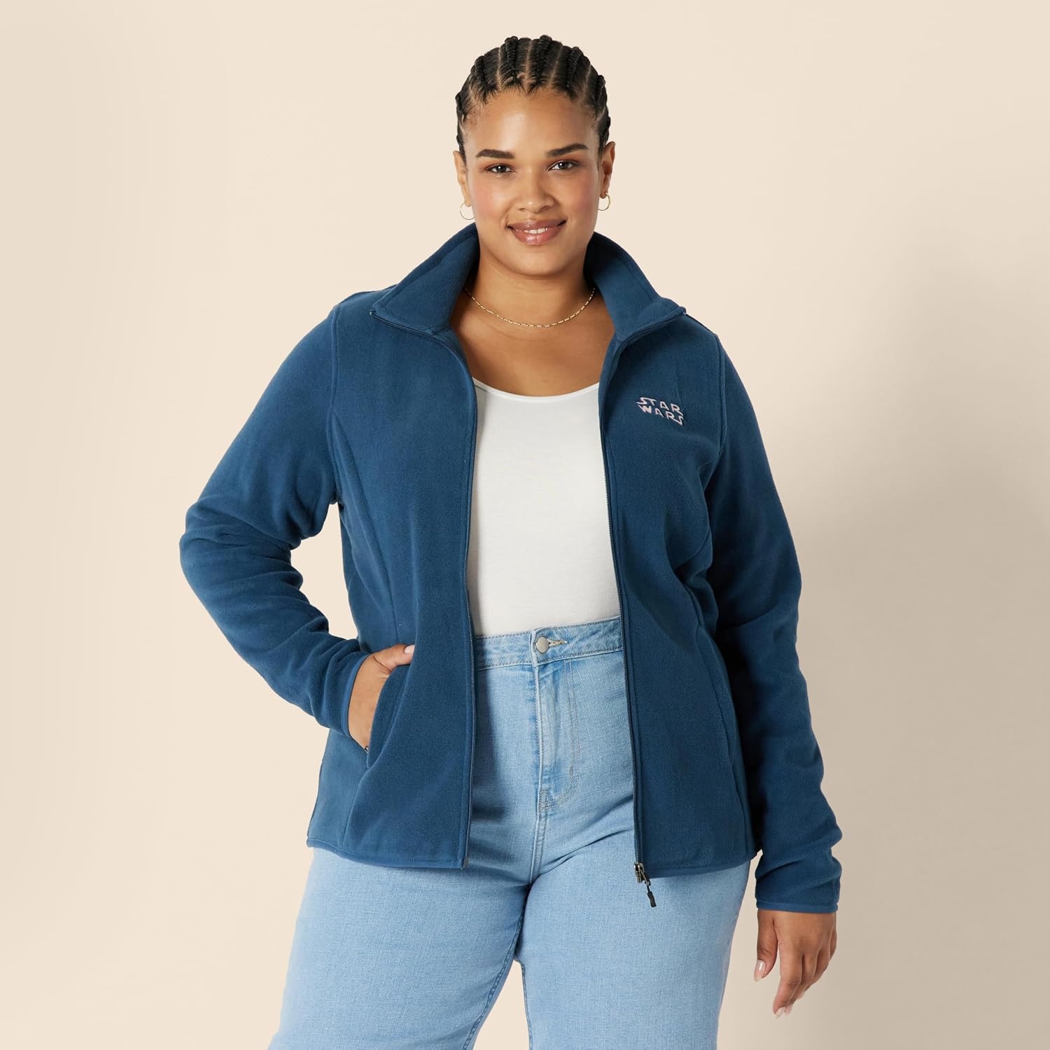 image:imageAmazon Essentials Disney Marvel Star Wars Princess Womens Long Sleeve Polar Fleece FullZip Mock Outerwear JacketStar Wars Logo