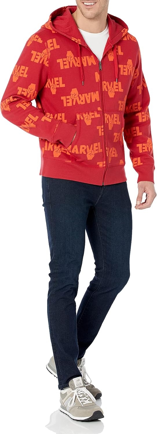 image:imageAmazon Essentials Disney Marvel Star Wars Mens Fleece FullZip Hoodie Sweatshirts Discontinued ColorsMarvel Multi Peace