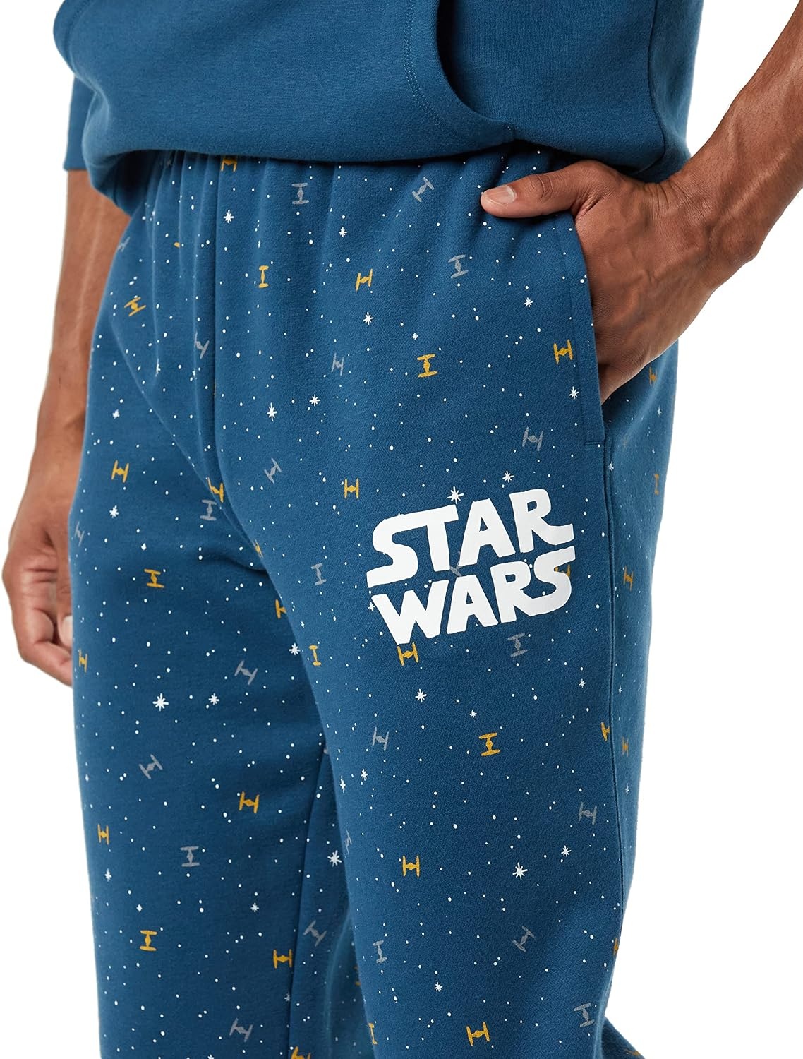 image:imageAmazon Essentials Disney Marvel Star Wars Mens Fleece Sweatpants with Pockets Available in Big amp TallStar Wars Logo Ships