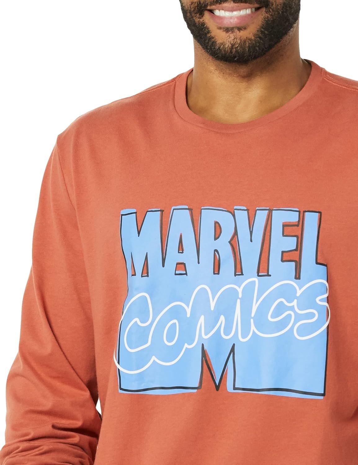 image:imageAmazon Essentials Disney Marvel Star Wars Mens LongSleeve TShirts 29 LengthMarvel Comic LogoMarvel Black Panther