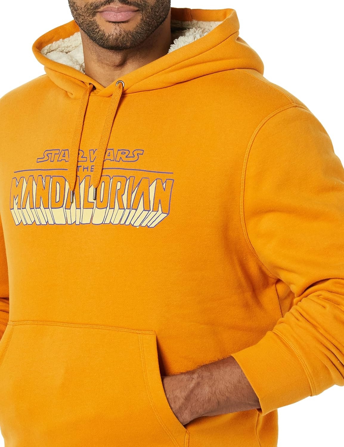 image:imageAmazon Essentials Disney Marvel Star Wars Mens SherpaLined Hooded Pullover SweatshirtStar Wars Mando
