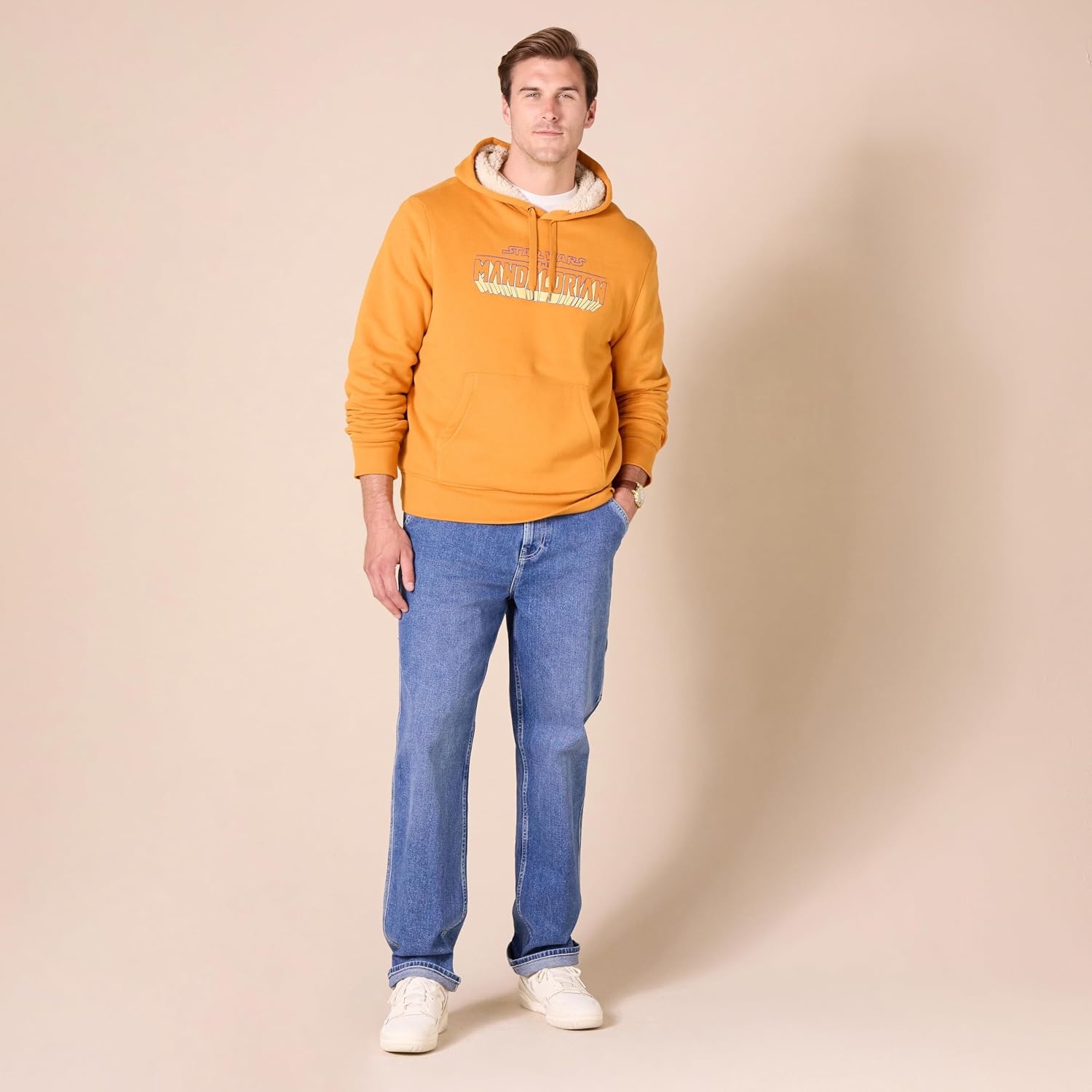 image:imageAmazon Essentials Disney Marvel Star Wars Mens SherpaLined Hooded Pullover SweatshirtStar Wars Mando