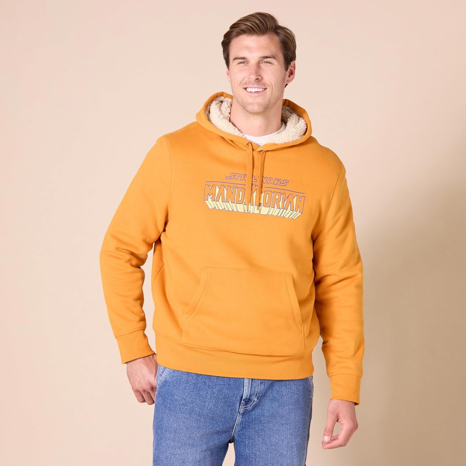 image:imageAmazon Essentials Disney Marvel Star Wars Mens SherpaLined Hooded Pullover SweatshirtStar Wars Mando