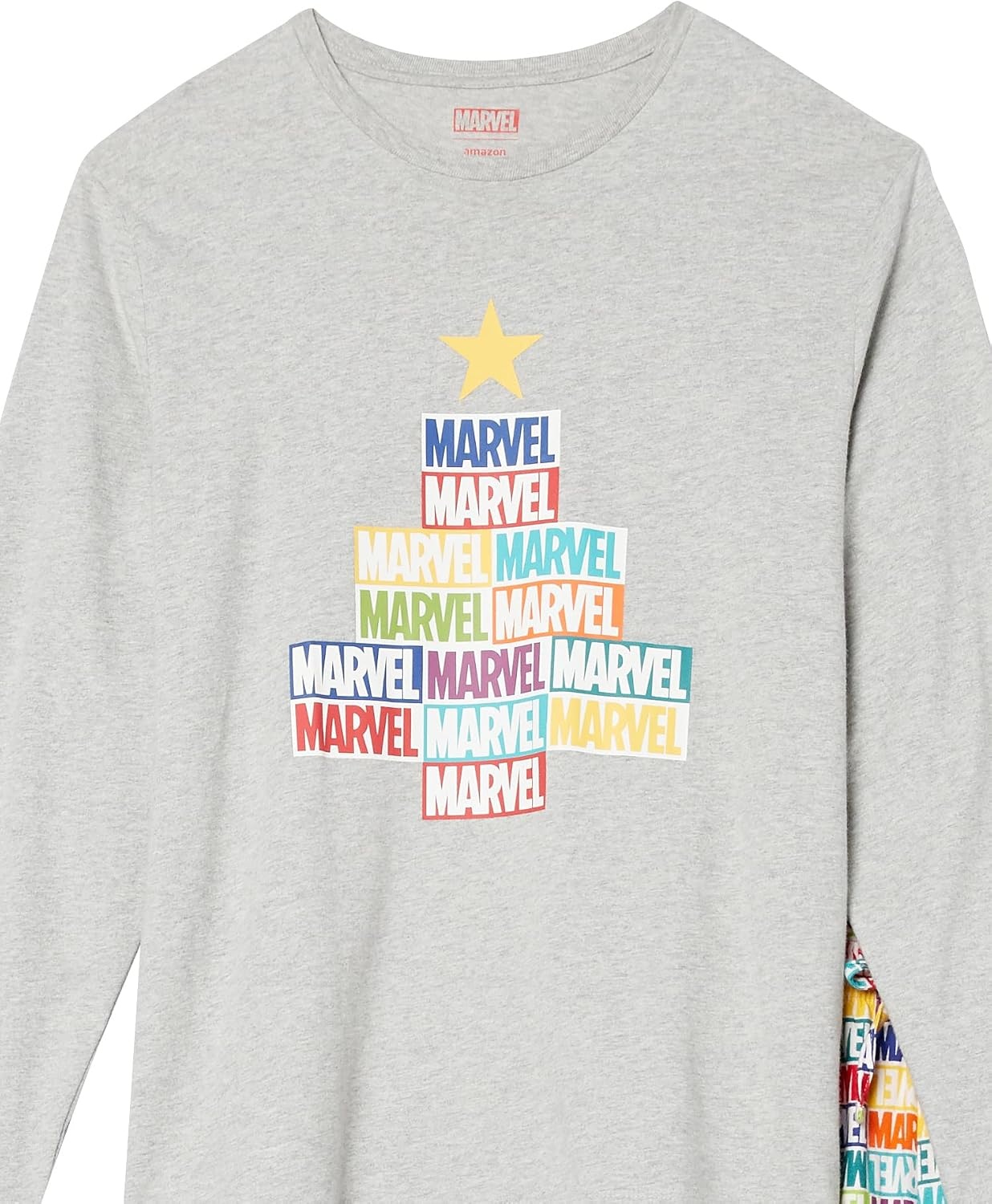 image:imageAmazon Essentials Disney Marvel Star Wars Mens Soft amp Comfortable Flannel Pajama Sleep SetsMarvel Holiday Bricks