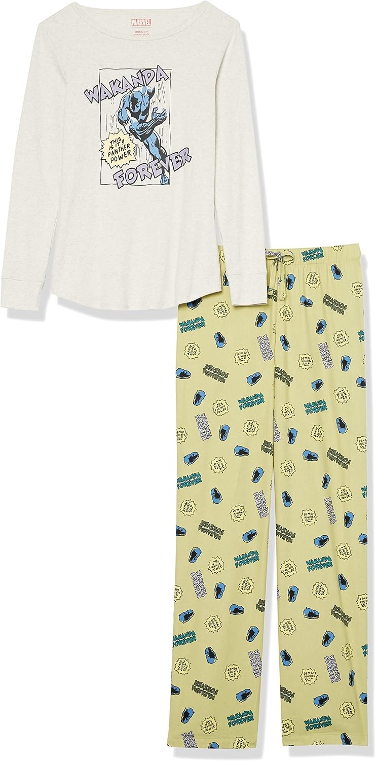 image:imageAmazon Essentials Disney Marvel Star Wars Womens Flannel Pajama Sleep Sets PJs Pants NightwearMarvel Black Panther