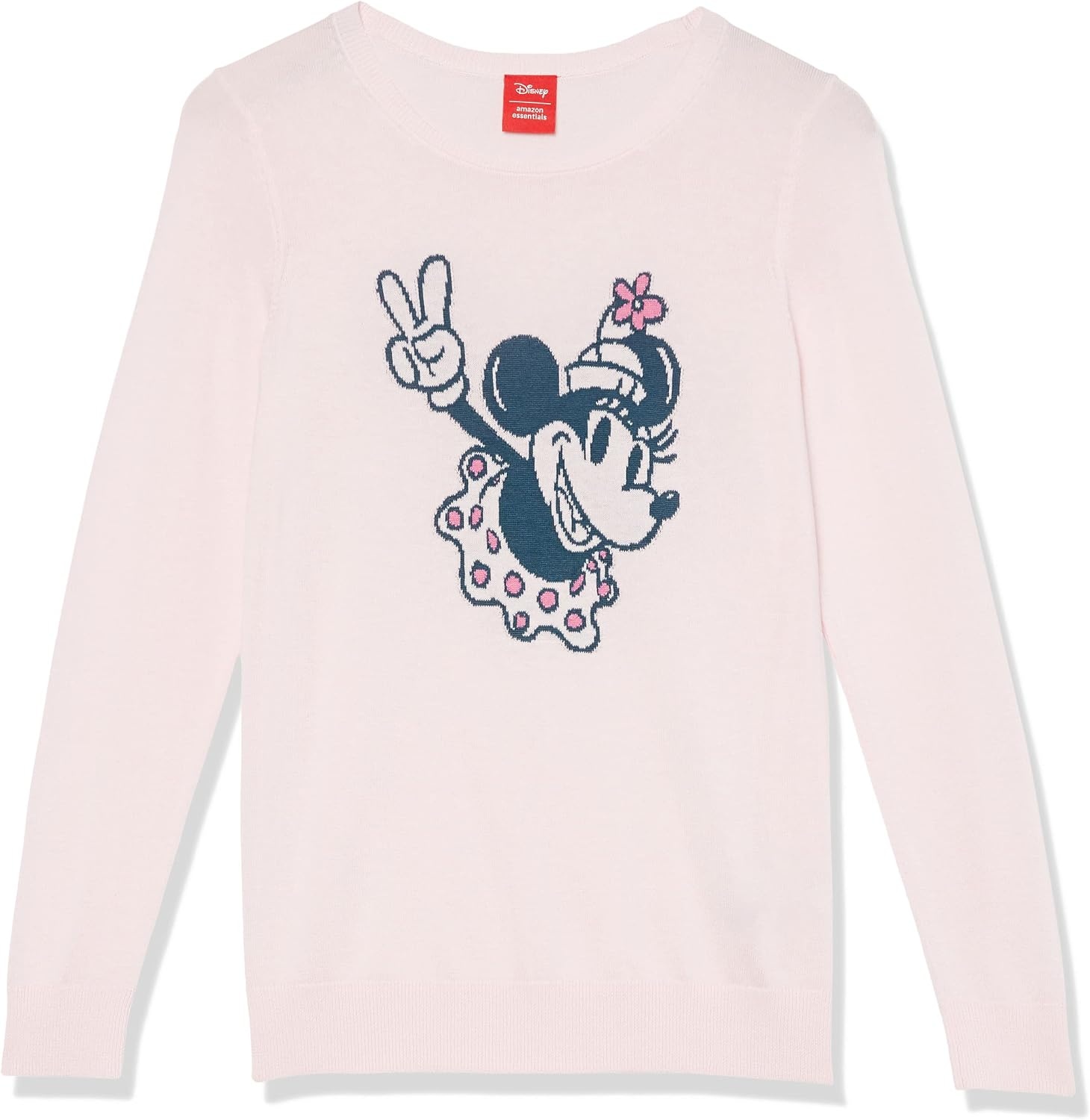 image:imageAmazon Essentials Disney Marvel Star Wars Womens Lightweight Crewneck SweaterMinnie Peace