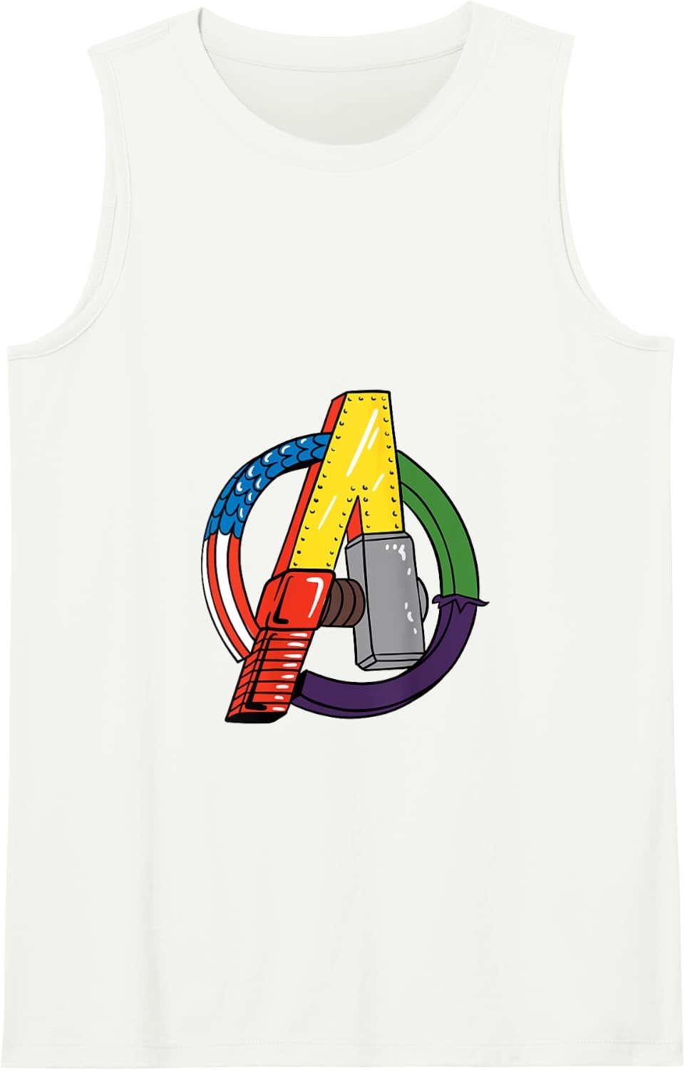 image:imageAmazon Essentials Marvel Avengers Multi Hero Logo Collage Tank TopWhite