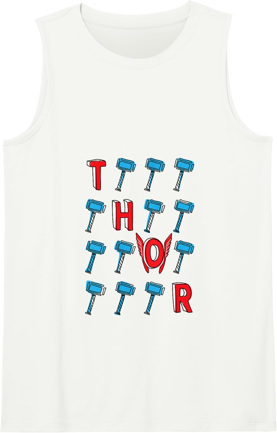 image:imageAmazon Essentials Marvel Avengers Thor Hammer Grid Tank TopWhite