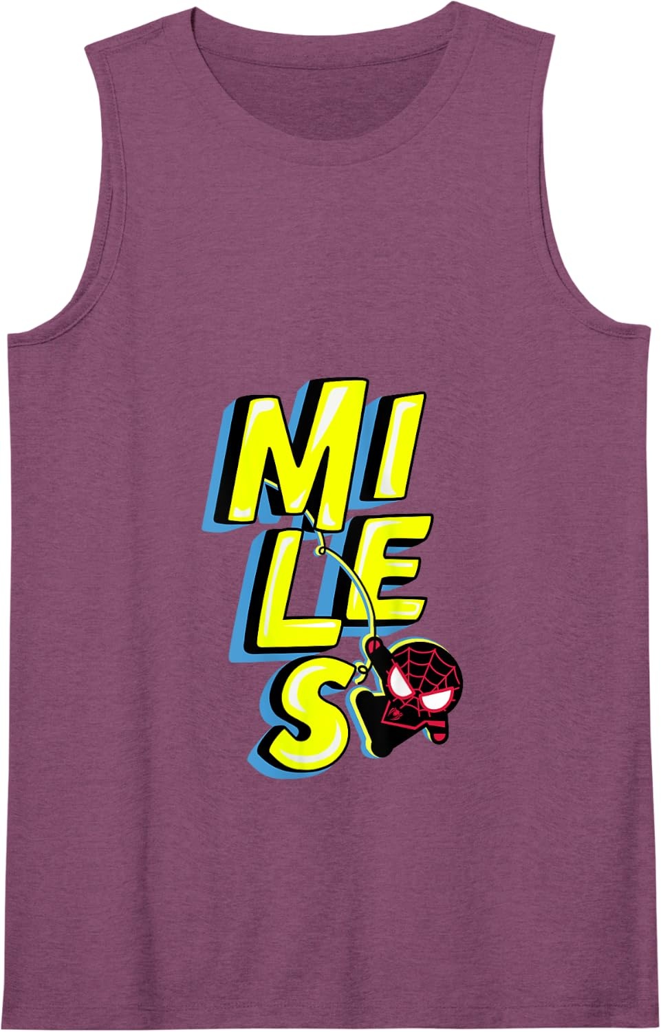 image:imageAmazon Essentials Marvel Miles Morales SpiderMan Bold Yellow Name Tank TopPurple