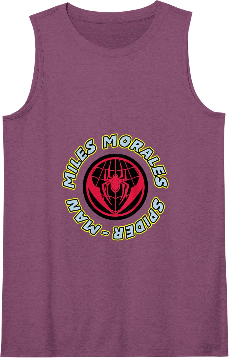 image:imageAmazon Essentials Marvel Miles Morales SpiderMan Circular Logo Tank TopPurple