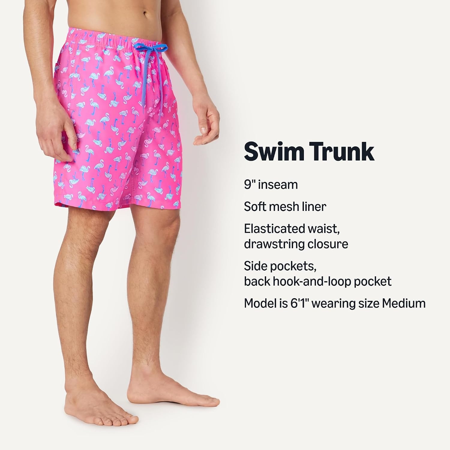 image:imageAmazon Essentials Mens Mens 9 QuickDry Lightweight Breathable Swim Trunk with Mesh LinerBright Pink Flamingo