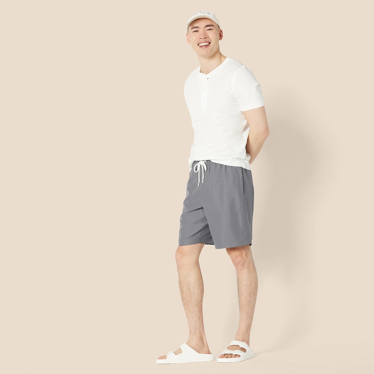image:imageAmazon Essentials Mens Mens 9 QuickDry Lightweight Breathable Swim Trunk with Mesh LinerCharcoal
