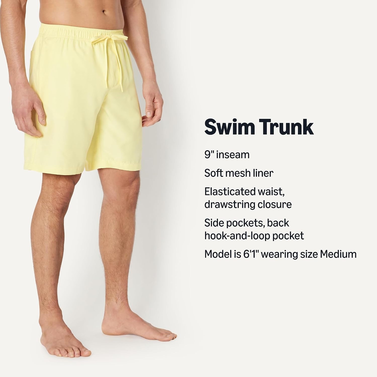 image:imageAmazon Essentials Mens Mens 9 QuickDry Lightweight Breathable Swim Trunk with Mesh LinerLight Yellow