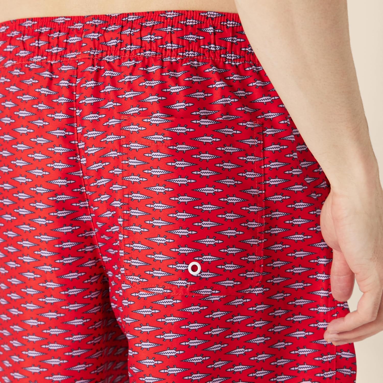 image:imageAmazon Essentials Mens Mens 9 QuickDry Lightweight Breathable Swim Trunk with Mesh LinerLilac Red Crocodiles