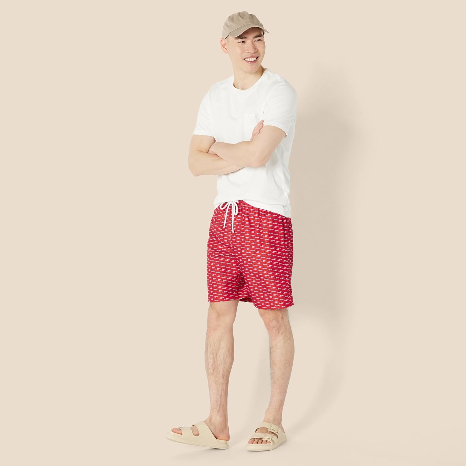 image:imageAmazon Essentials Mens Mens 9 QuickDry Lightweight Breathable Swim Trunk with Mesh LinerLilac Red Crocodiles