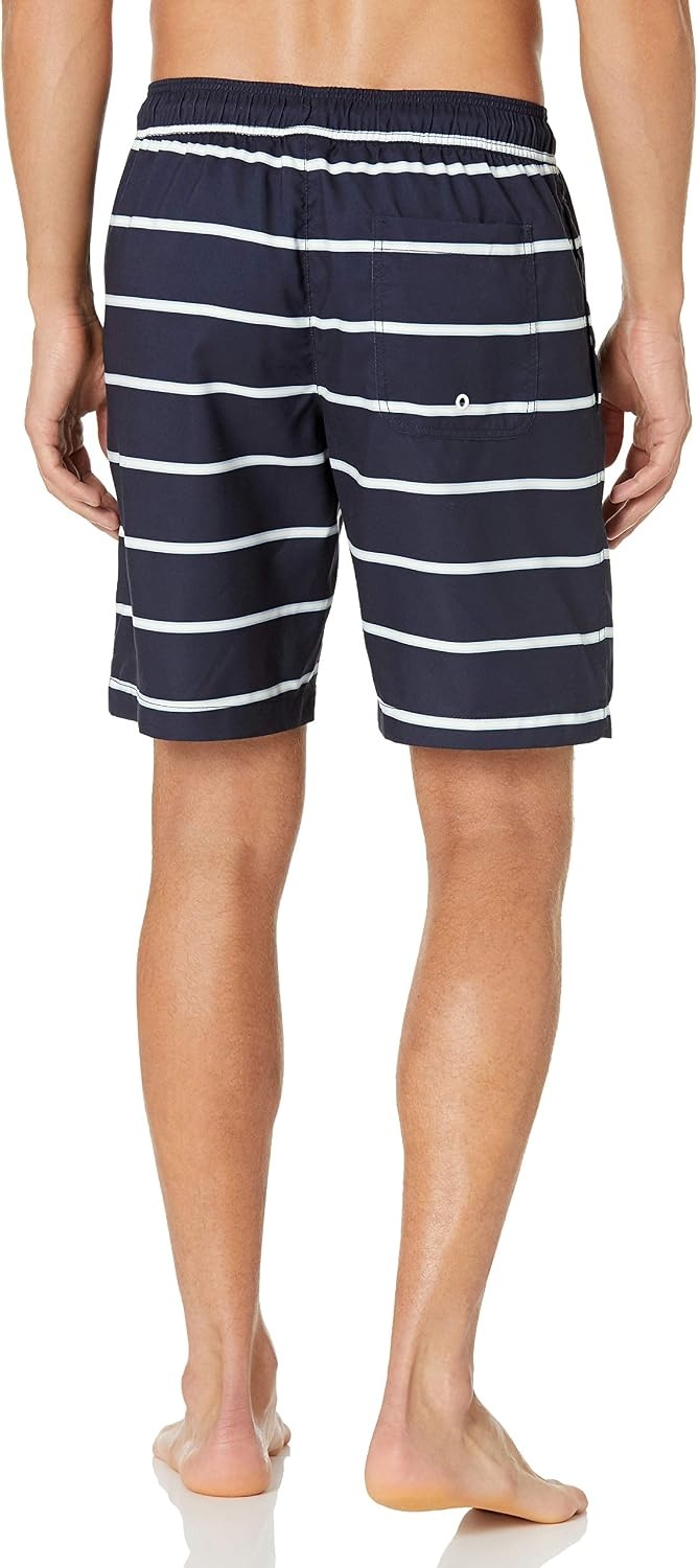 image:imageAmazon Essentials Mens Mens 9 QuickDry Lightweight Breathable Swim Trunk with Mesh LinerNavy Stripe
